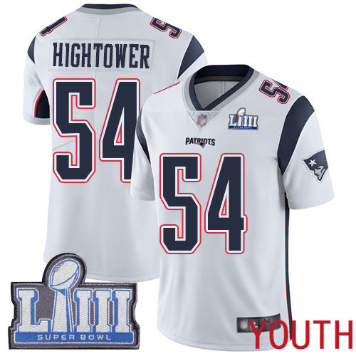 New England Patriots Football 54 Super Bowl Limited White Youth Dont a Hightower Road NFL Jersey